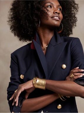Banana Republic 2 Double Breasted Blazer Navy Jacket